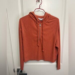O'Neill Women's Ribbed Cropped Hoodie, size XS, Burnt Orange